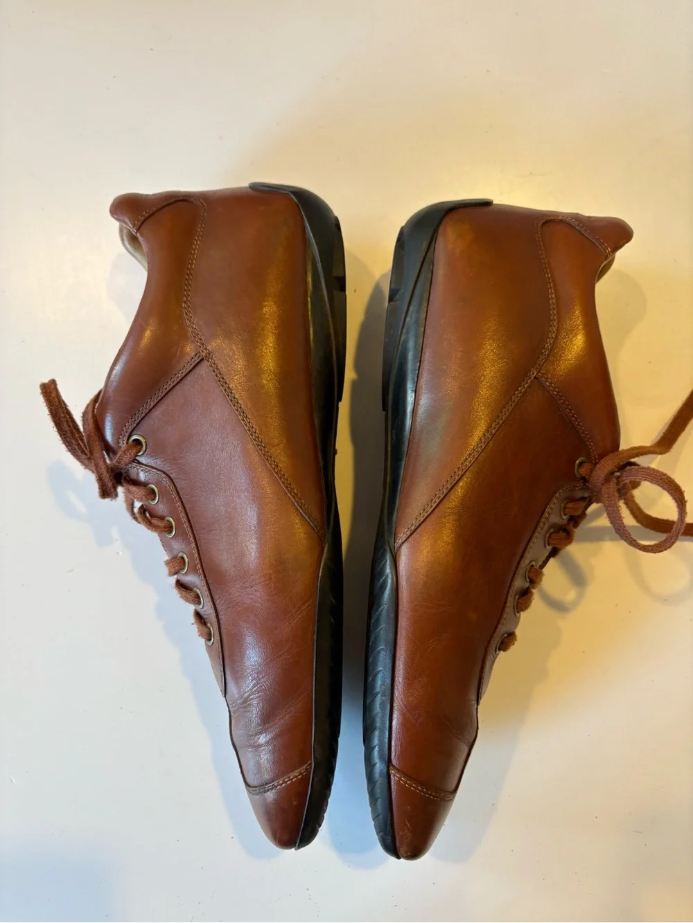 Santoni Nuvola || Leather Sneakers Cognac Brown‎ Lace Cognac Brown Tan 12
